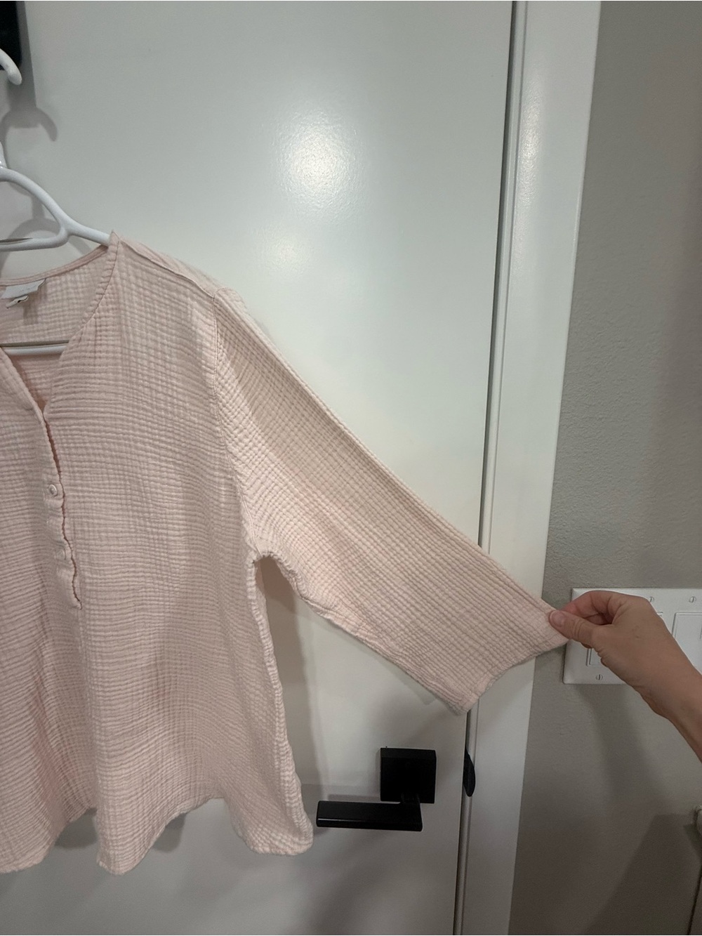 Pure Jill Women’s Pink Woven Cotton Gauze Blouse 3/4 Sleeve Large - Picture 3 of 4